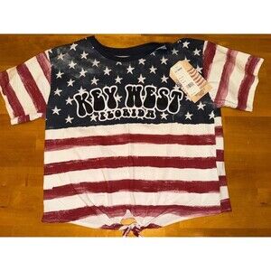 Women’s U.S. Vintage Key West Red White and Blue Crop Top Size Medium